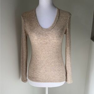 Perfectwhitetee Light Tan Ribbed Top